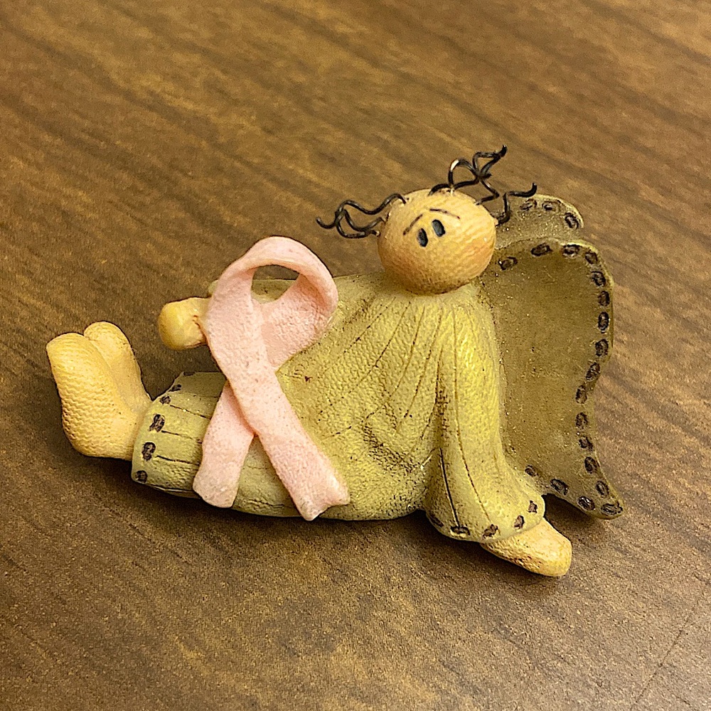 Honey And Me Vintage 2005 Breast Cancer Pink Ribbon Angel With Wings Brooch.